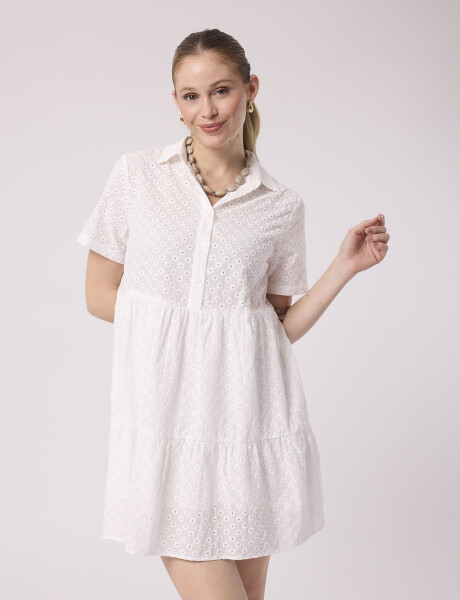 Vestido mini broderie blanco