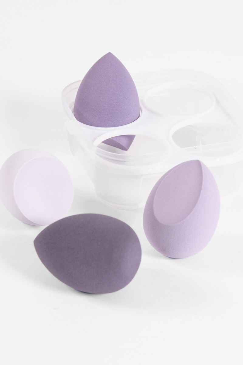 Set de esponjas faciales make up lila