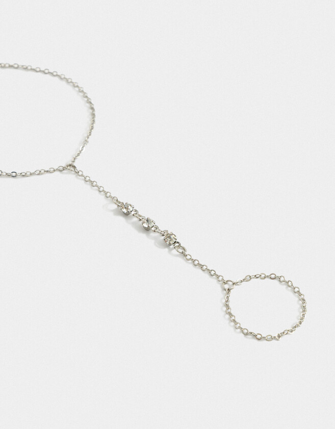 Pulseras Flexibles Pulsera Flexible Strass Con Anillo - Plateado