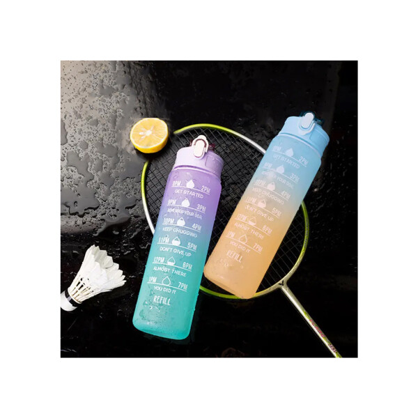 Botella De Agua Deportiva 900ML Motivacional Hidratacion Fit Variante Color Azul
