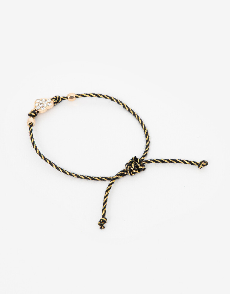 Pulseras Flexibles Strass Pulsera Ajustable Con Dije Corazón Strass - Dorado