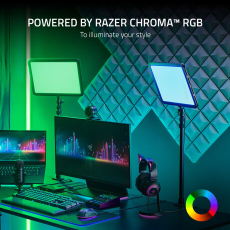 Lampara Gamer para Setup Streaming Razer Key Light Chroma RGB Wi-Fi Negro