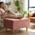 Puff tela y patas de madera Rosa