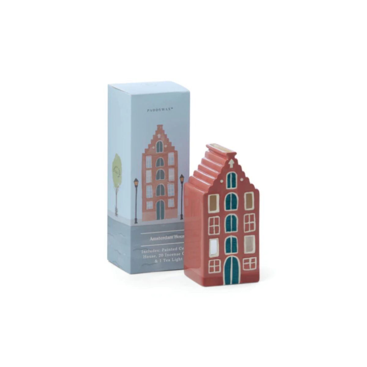 Porta incienso y vela de cerámica Casita - Amsterdam 