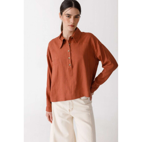 Blusa Polo Linen Rayas Terrac
