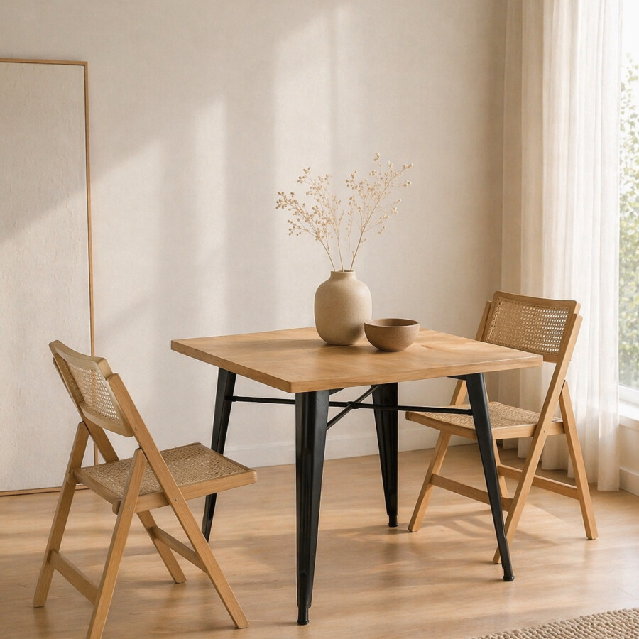 Mesa Tolix 80x80 cm Negro