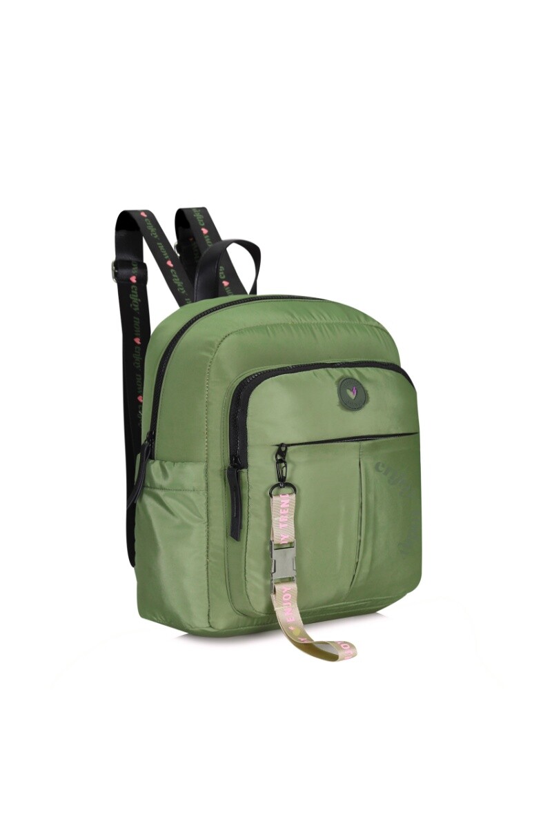 Mochila con llavero desmontable Verde