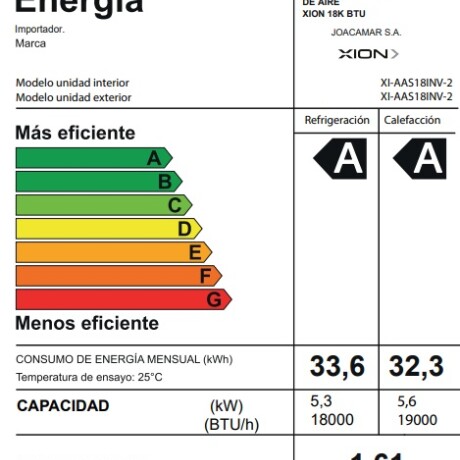 Aire Acondicionado 18000 BTU INVERTER Xión XI-AAS18INV-2 Aire Acondicionado 18000 BTU INVERTER Xión XI-AAS18INV-2