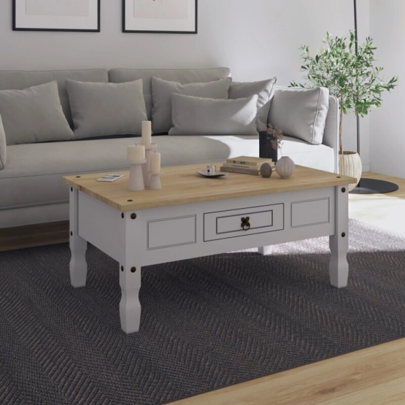 Mesa De Living Rustica Blanco Grande Mex020 Mesa De Living Rustica Blanco Grande Mex020