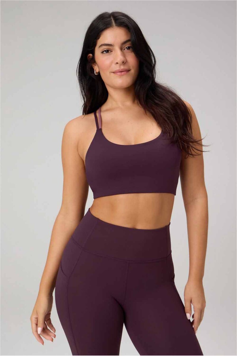 Bra Principal Low Impact Mujer - Oxblood/Mushroom Mauve 