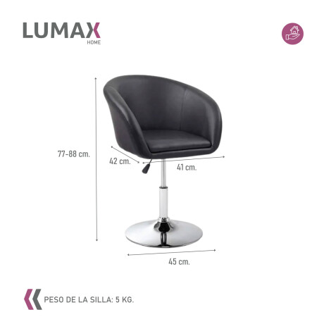 Silla Taburete Butaca con Respaldo en Cuero Lumax Modelo Stella Negro