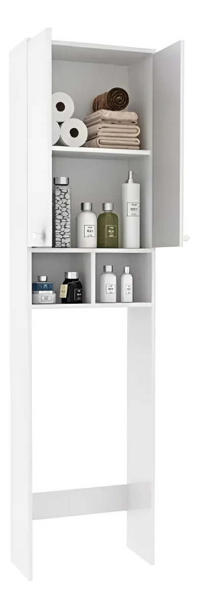 Mueble para baño sobre inodoro con 2 Puertas y 2 estantes - Blanco 