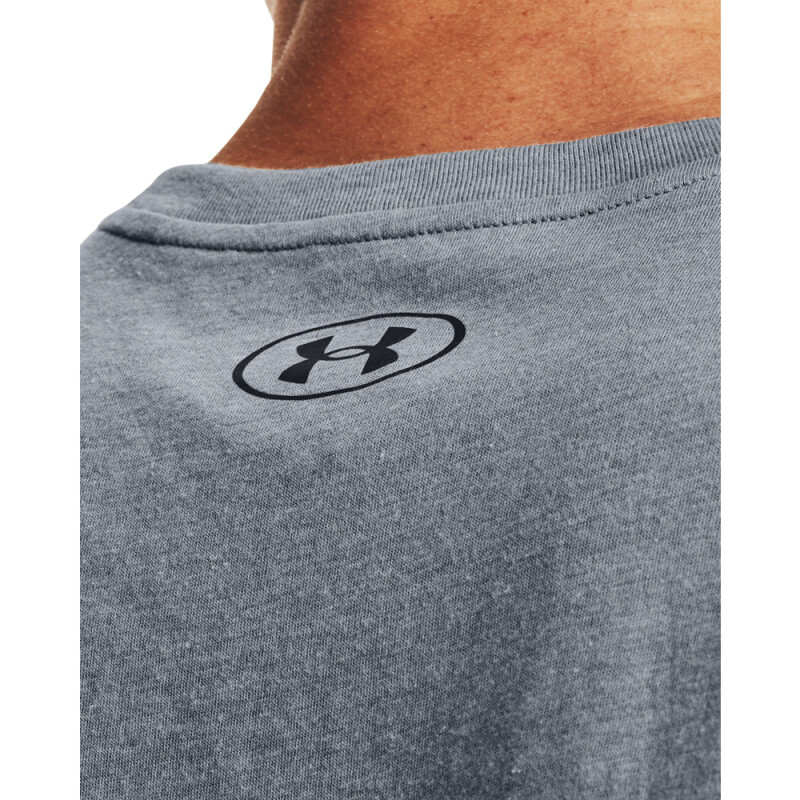 UA LEFT CHEST CUT OFF TANK-BLU GRY-035