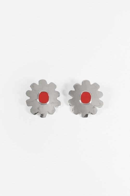 Caravanas flor plateado