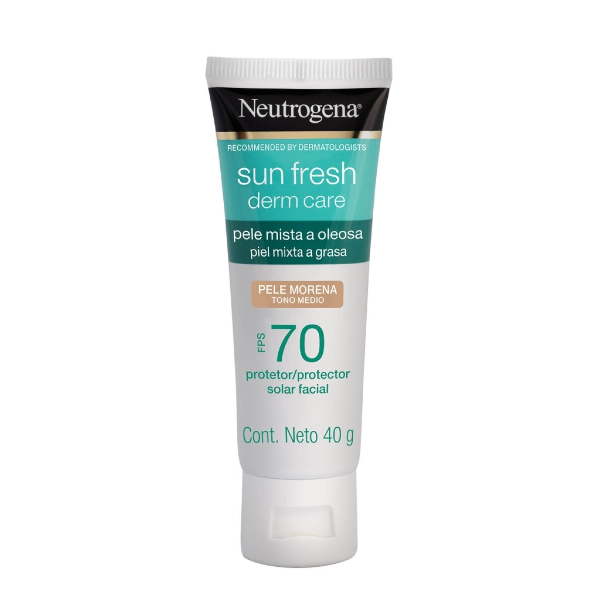 Neutrogena Sun Fresh Protector Solar Facial Fluido FPS50 con Color 2.0 40 ml | Protección Solar y Tono Uniforme