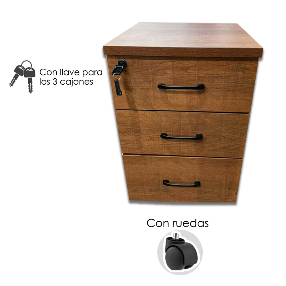 Cajonera con llave 3 Cajones Blanco