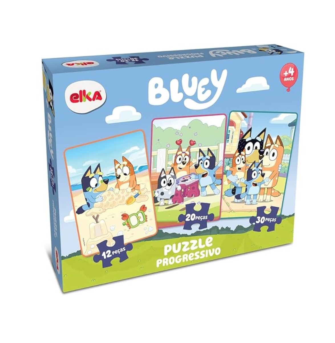 Puzzle Infantil Progresivo – Bluey 12/20/30 Piezas 