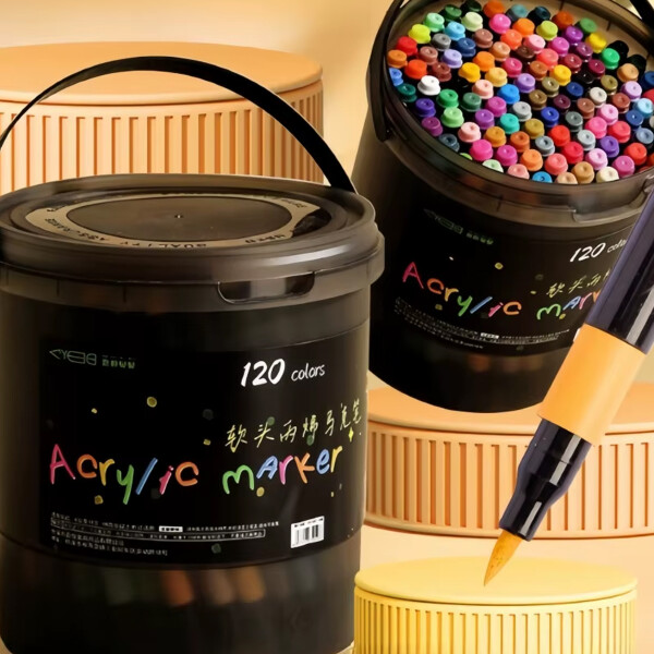 Marcadores En Balde Set De 120 Colores Estuche Redondo Marcadores En Balde Set De 120 Colores Estuche Redondo