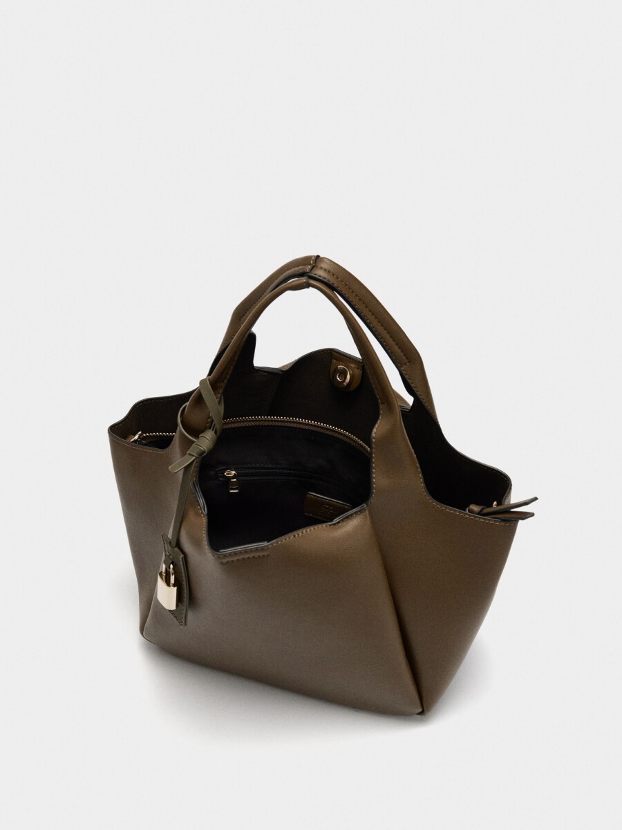 Bolso Tote Con Penduro camel