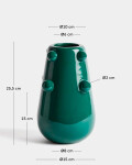 Jarrón Odra de cerámica verde oscuro acabado brillante 25,5 cm