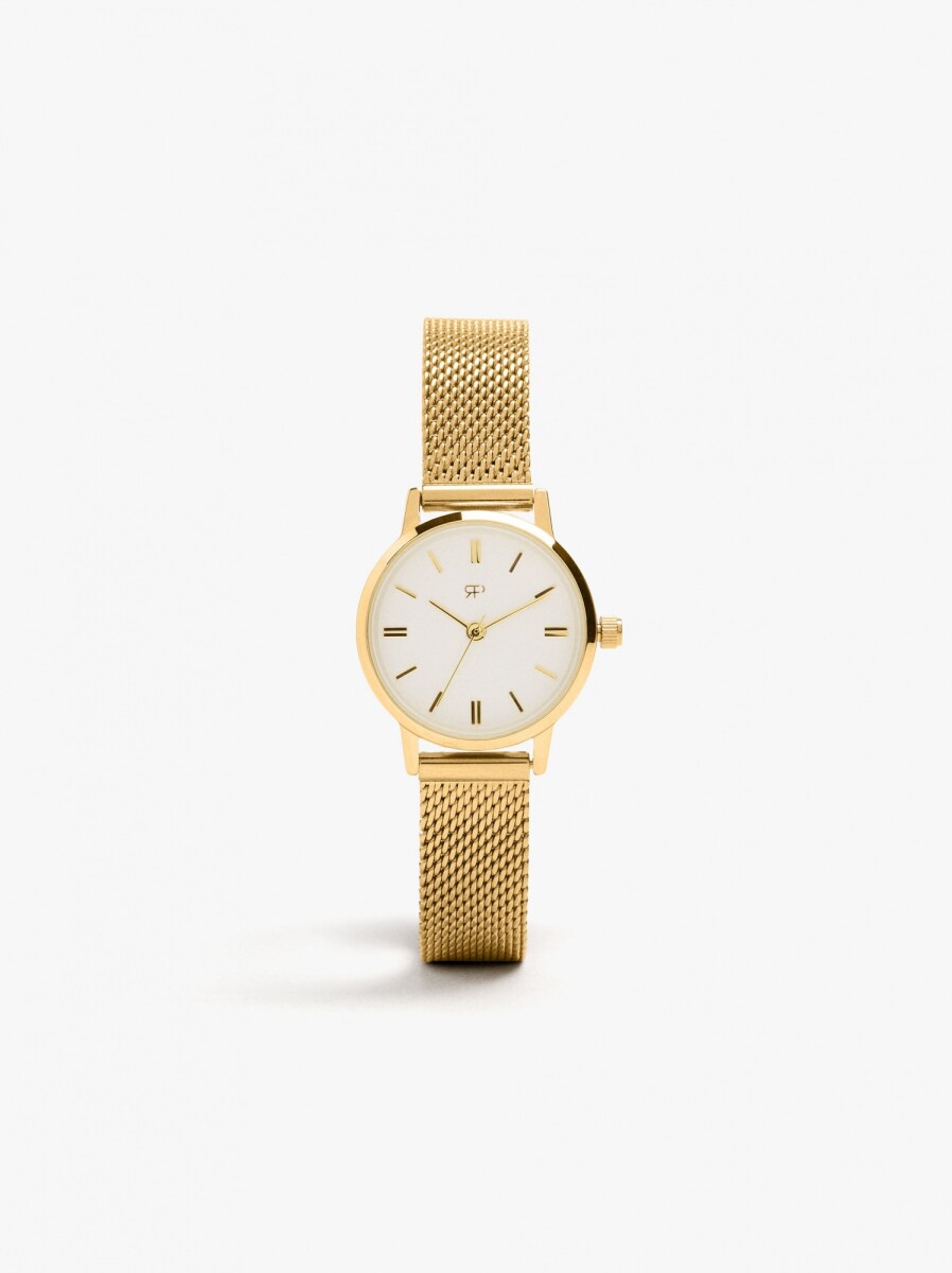 Reloj De Punto Metálico De Acero Inoxidable - dorado 