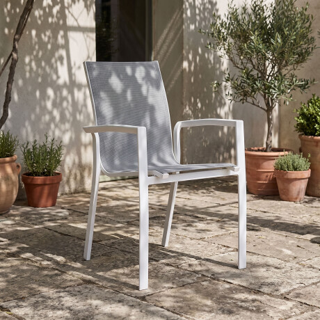 SILLA COMEDOR EXTERIOR ALUMINIO-Y-TEXTILINA GRIS PACIFIC