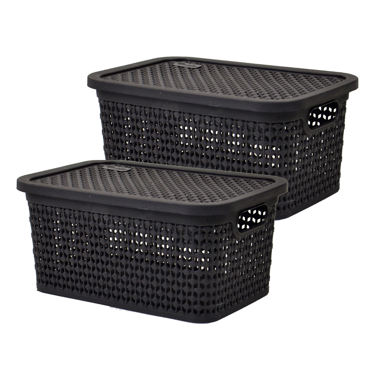 Set x2 Caja simil rattan 2,5lts. (23x15,5x11cm) rosado - CHOCOLATE 