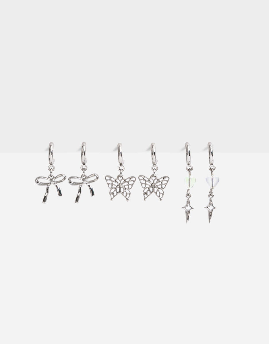 Set De Aros Argolla Mariposas 