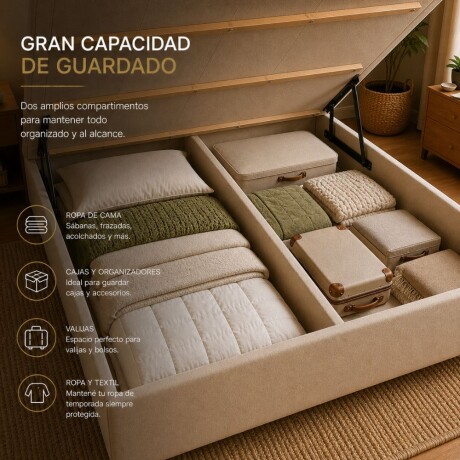 Sommier Queen HAMPTONS Palladium Smart Box Baul Beige