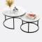 Mesa Auxiliar Circular Doble Chica Marmolado Blanco y Negro