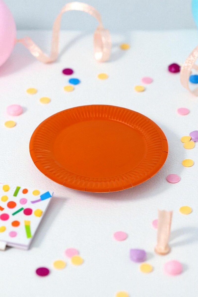 Plato 18 cm. diametro paquete x 10 - NARANJA 