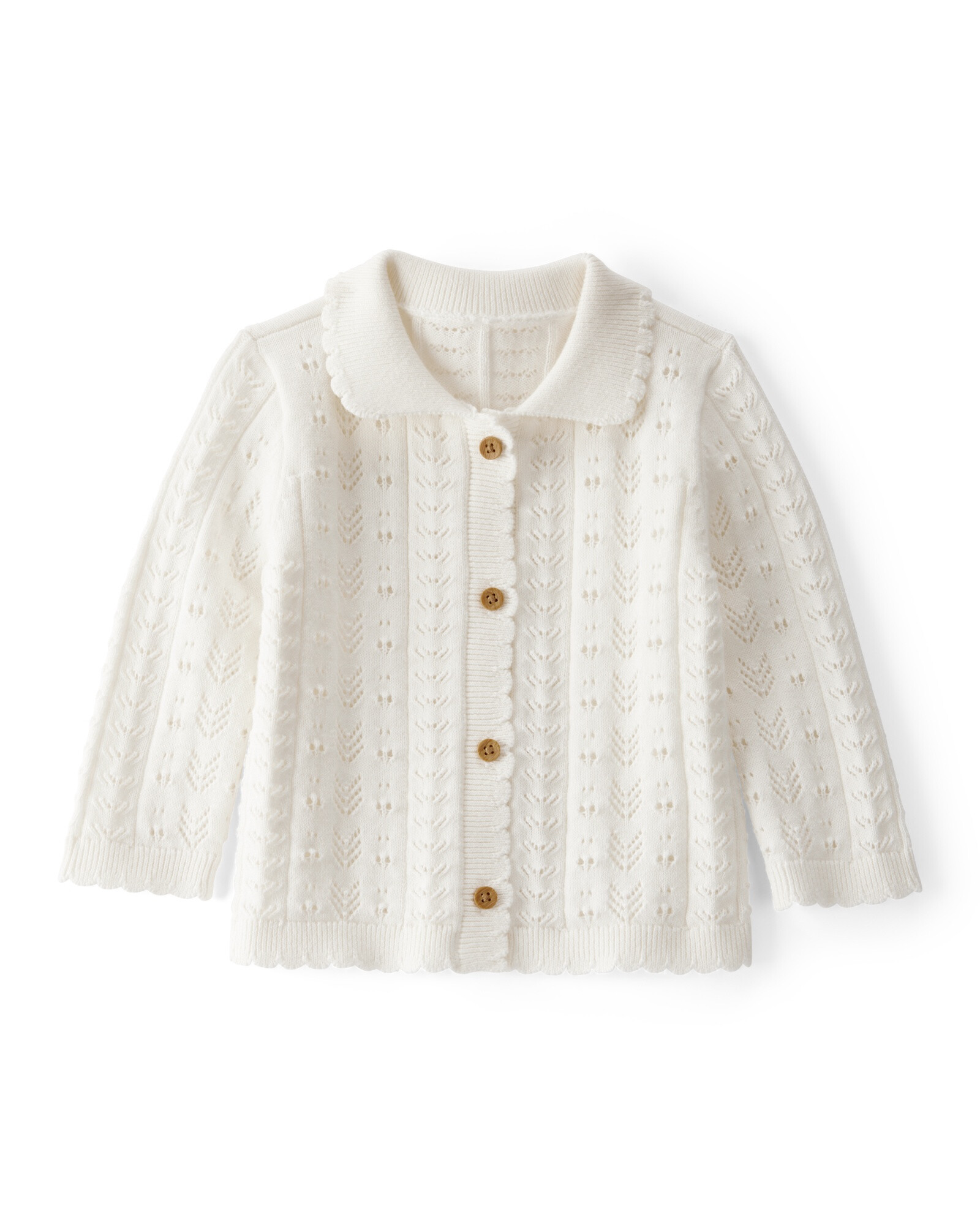 Saco de algodón calado, con cuello, marfil Saco de algodón calado, con cuello, marfil