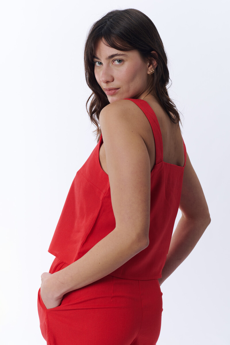 Top Escote Recto Rojo