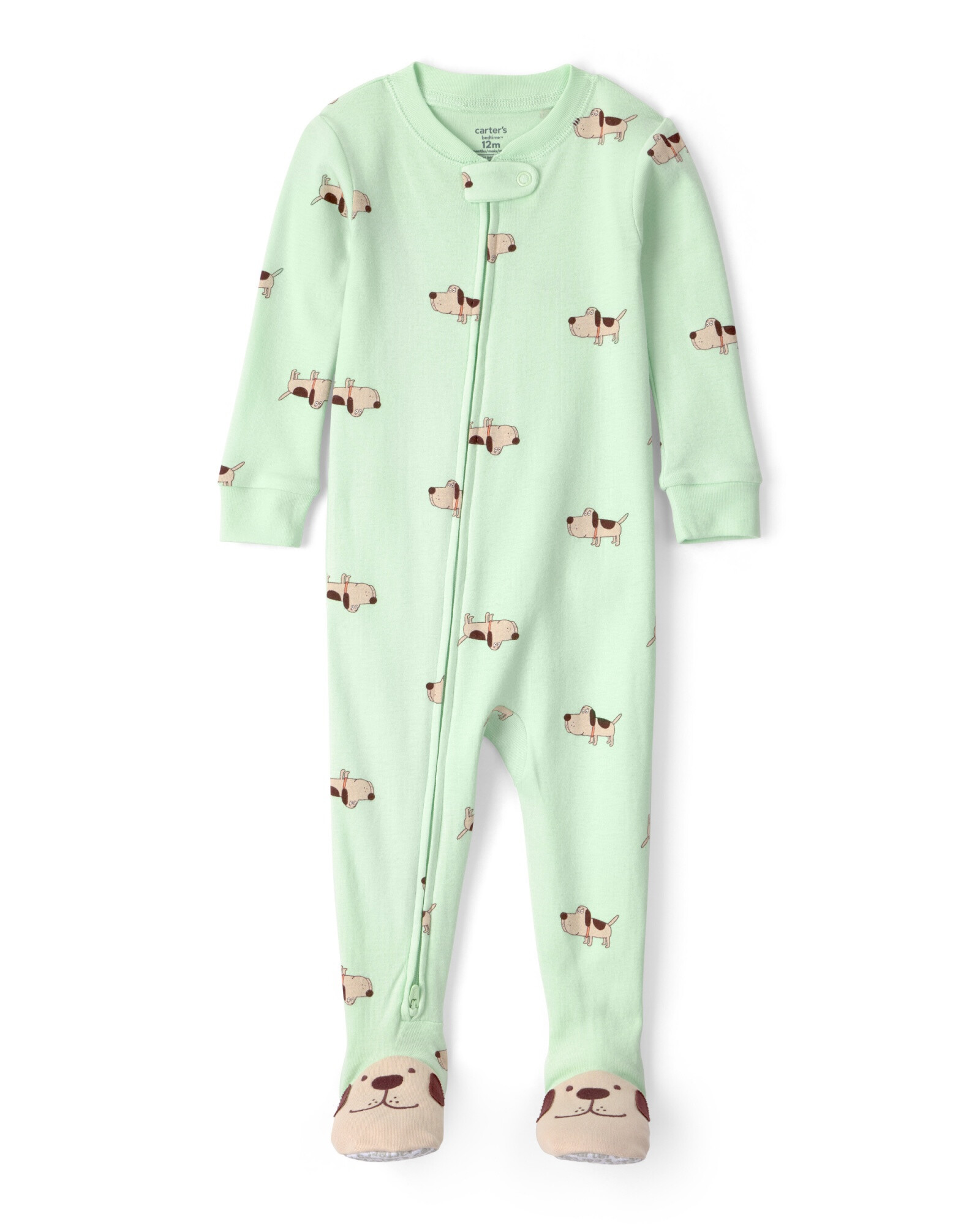 Pijama enterito de algodón con pie, verde, diseño perros. Talles 2-5T Pijama enterito de algodón con pie, verde, diseño perros. Talles 2-5T