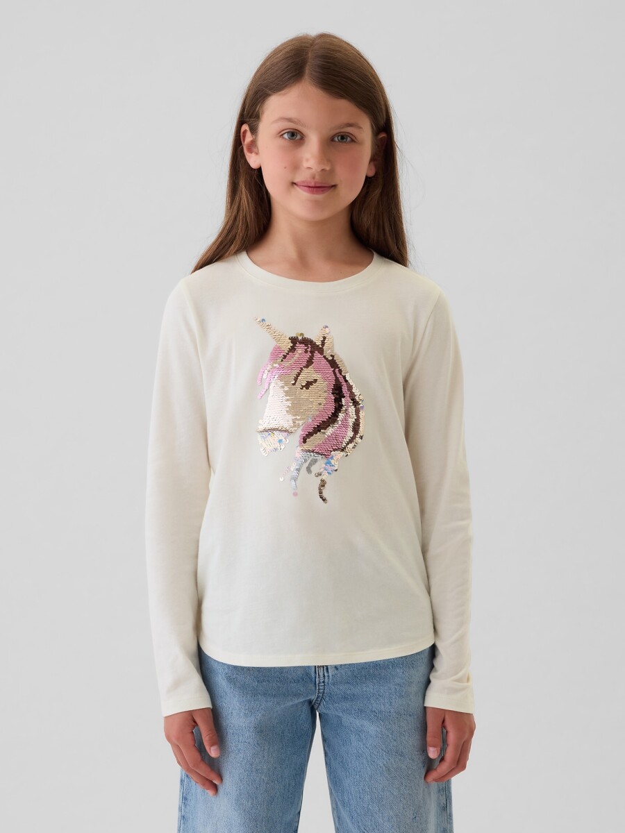 Remera Grafico Manga Larga Niña - Ivory Frost 