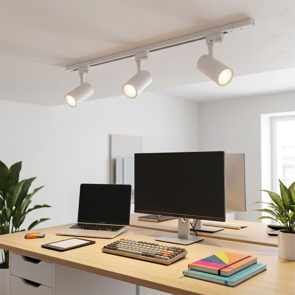 Set De Riel + 3 Spots 1.00m De Largo Soporte De Luz Blanco