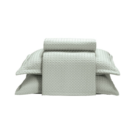 Juego Colcha y Funda Dohler Provenza King 100% Microfibra VERDE AGUA