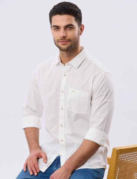 CAMISA LISA DE LINO Blanco