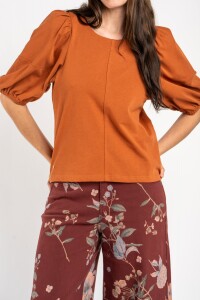 Remera Algodón Manga Globo Caramelo