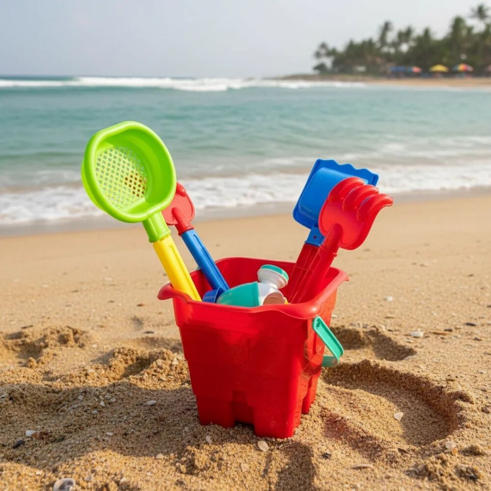 Balde Con Accesorios Para Playa Azul