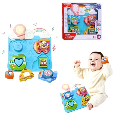 Tablero Actividades Encastrable c/ Música y Luz Bebé Huanger Celeste