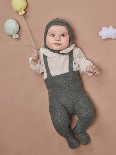 Peto Largo Con Detalles De Punto Arroz Verde Oscuro