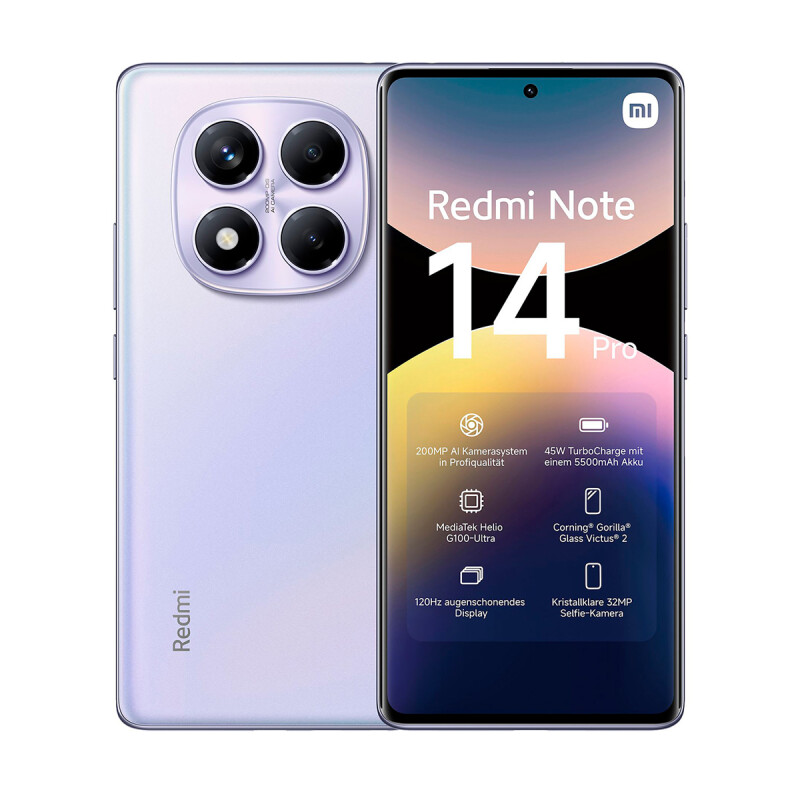 Celular Xiaomi Redmi Note 14 Pro 5G 256GB 8GB Lavender Celular Xiaomi Redmi Note 14 Pro 5G 256GB 8GB Lavender