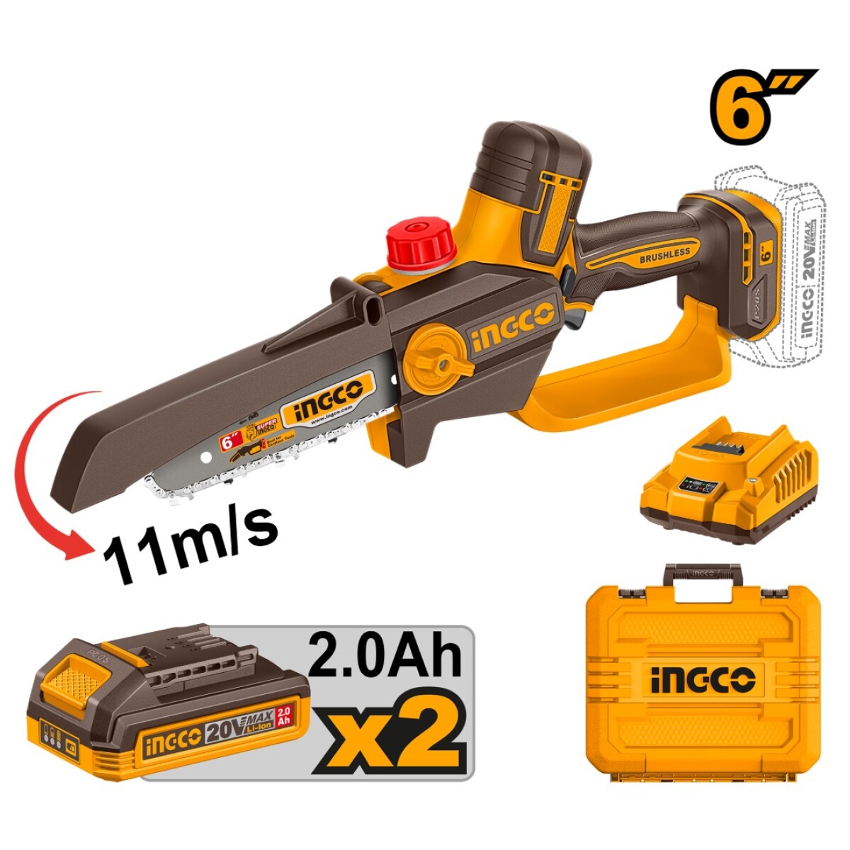 Motosierra A Bateria Ingco Cgsli20662 20V Con Accesorios Ub 