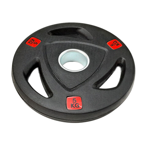 Disco olímpico recubierto goma con agarres 5kg Disco Olímpico Recubierto Goma Con Agarres 5kg