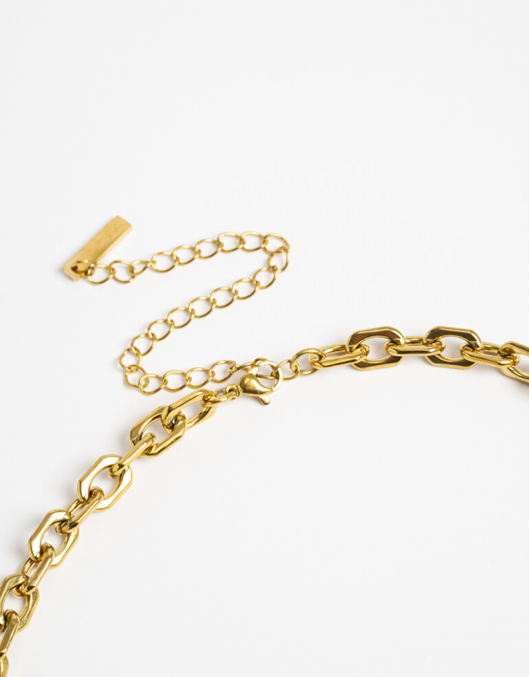 Collares Cortos Metal Collar De Cadena Eslabones Acero - Dorado