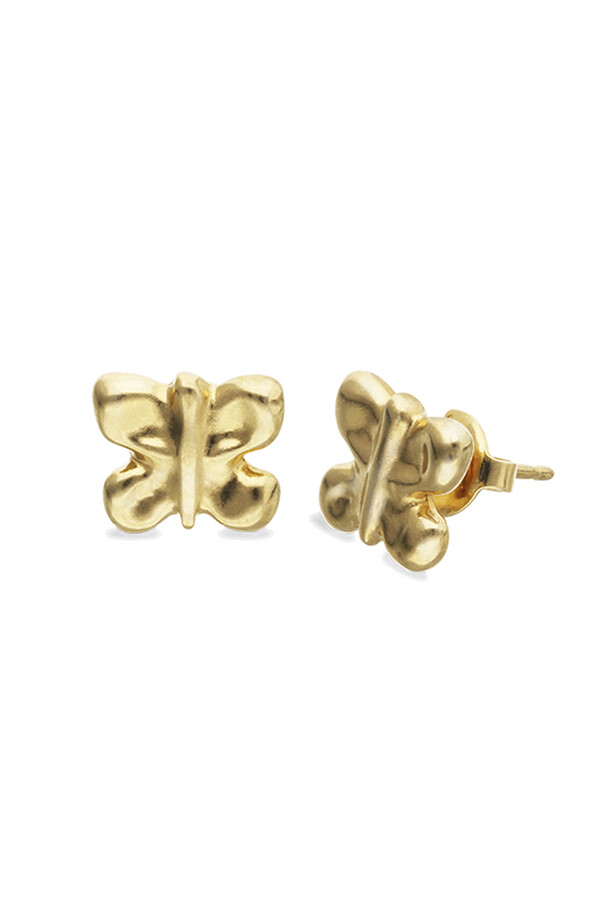 PENDIENTES DE ALEACIÓN DE METALES BAÑADOS EN ORO 18K EN FORMA CON MARIPOSA Pendiente