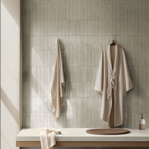 Porcelanato Para Pared 6x24 Brick Dec Struttura 3D Beige Brillo GAMAS DE BEIGE