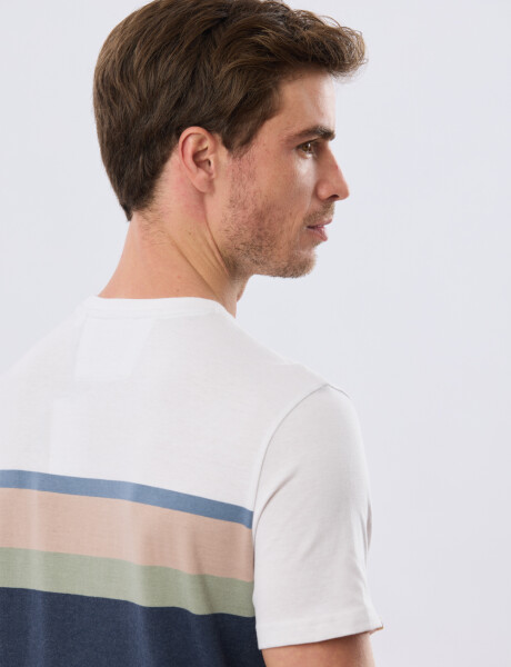 REMERA RAYADA DE ALGODÓN Azul