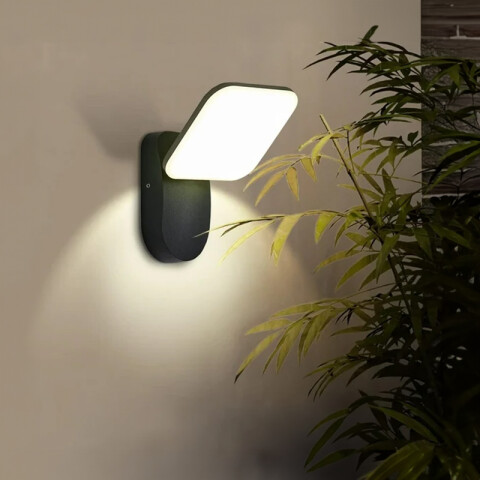 Lámpara pared LED IP65 negro 12W luz neutra 120° IX4556X